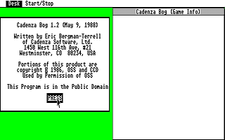 Cadenza Bog atari screenshot